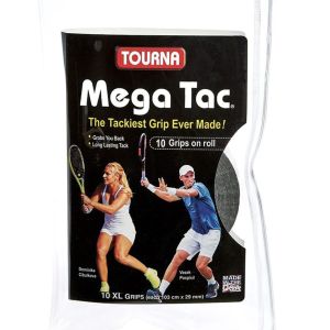 Tourna Mega Tac Tennis Overgrips x 10 MT-10XL-BK